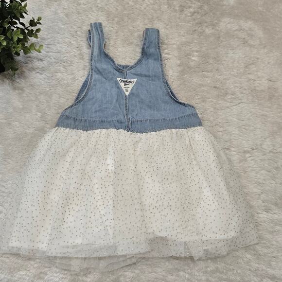 OSHKOSH B’GOSH Vestbak Denim & Off White Gold Sparkle Tulle Dress, Size 4T - Picture 3 of 7